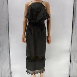 N12h gray cotton crochet midi dress